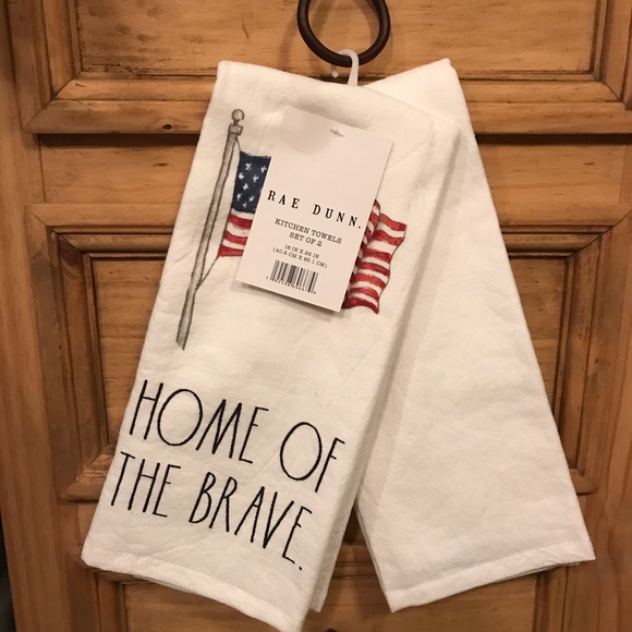 Rae Dunn “Home of the Brave” kitchen towels